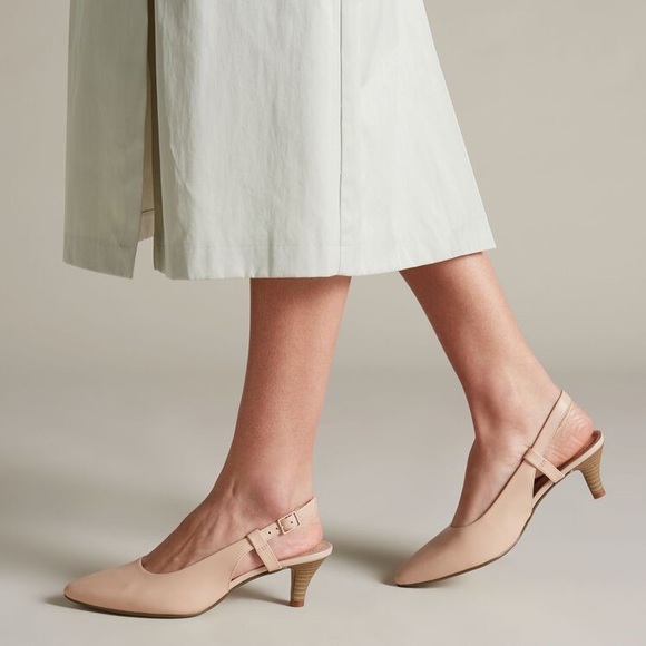 Clarks Shoes - Clarks • Beige Cream Linvale Loop Leather Heels